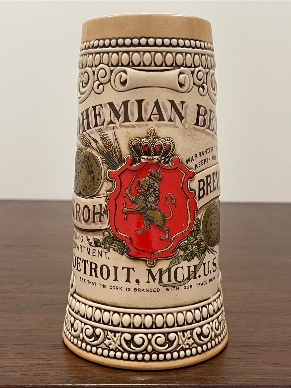 Vintage B. Stroh Brewing Company Beer Stein 1987